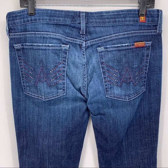 7FAM A-Pocket Bedazzled Flare Jeans Size 31 - Picture 6 of 11